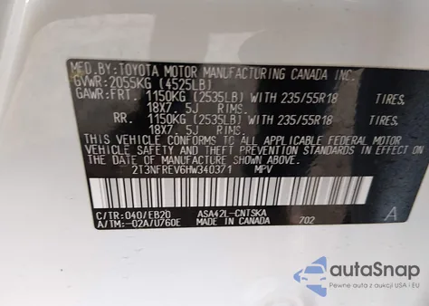 2017 Toyota Rav4 Se z USA, uszkodzony, nr VIN 2T3NFREV6HW340371